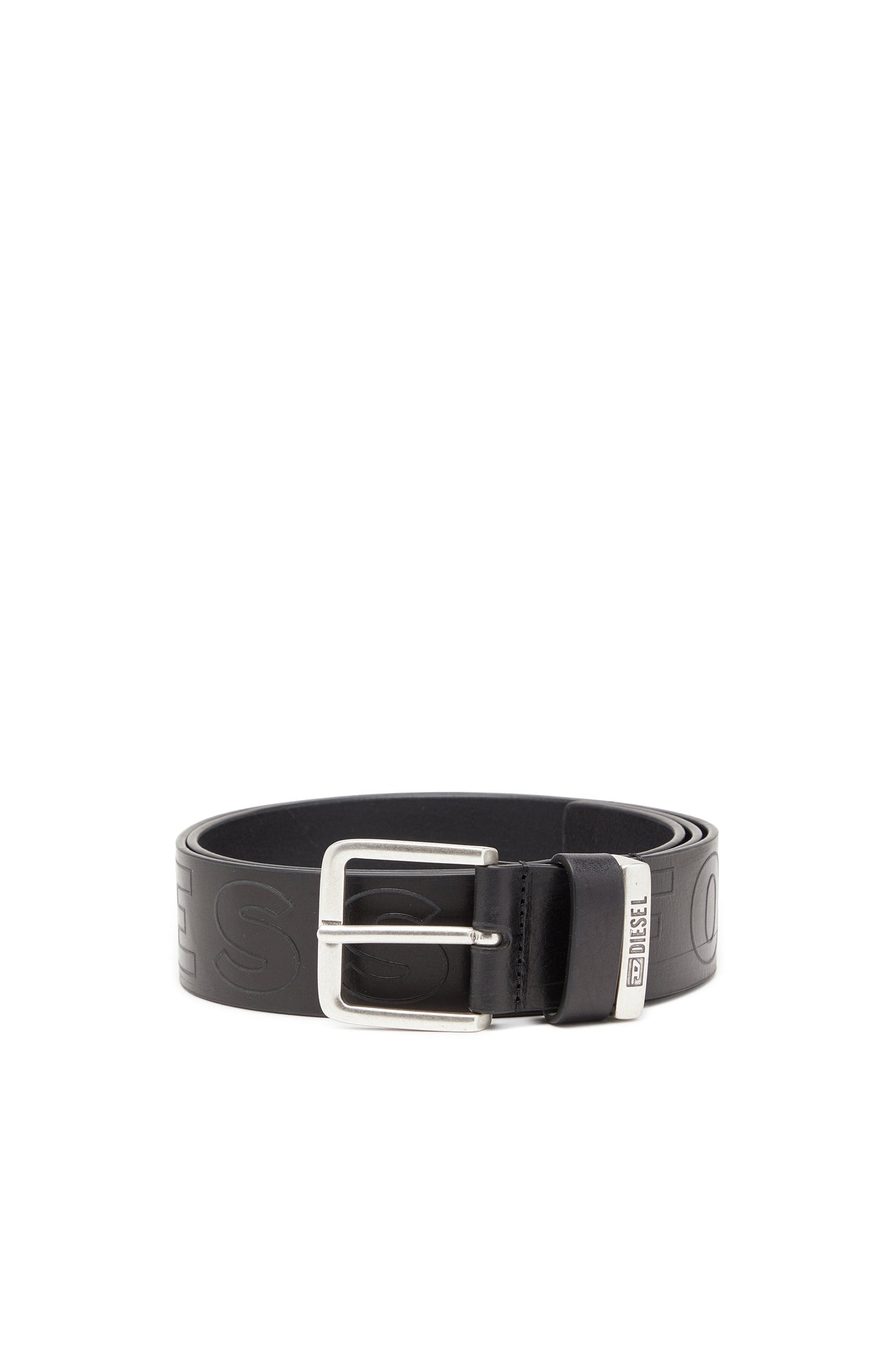 4 cm leather belt with embossed lettering