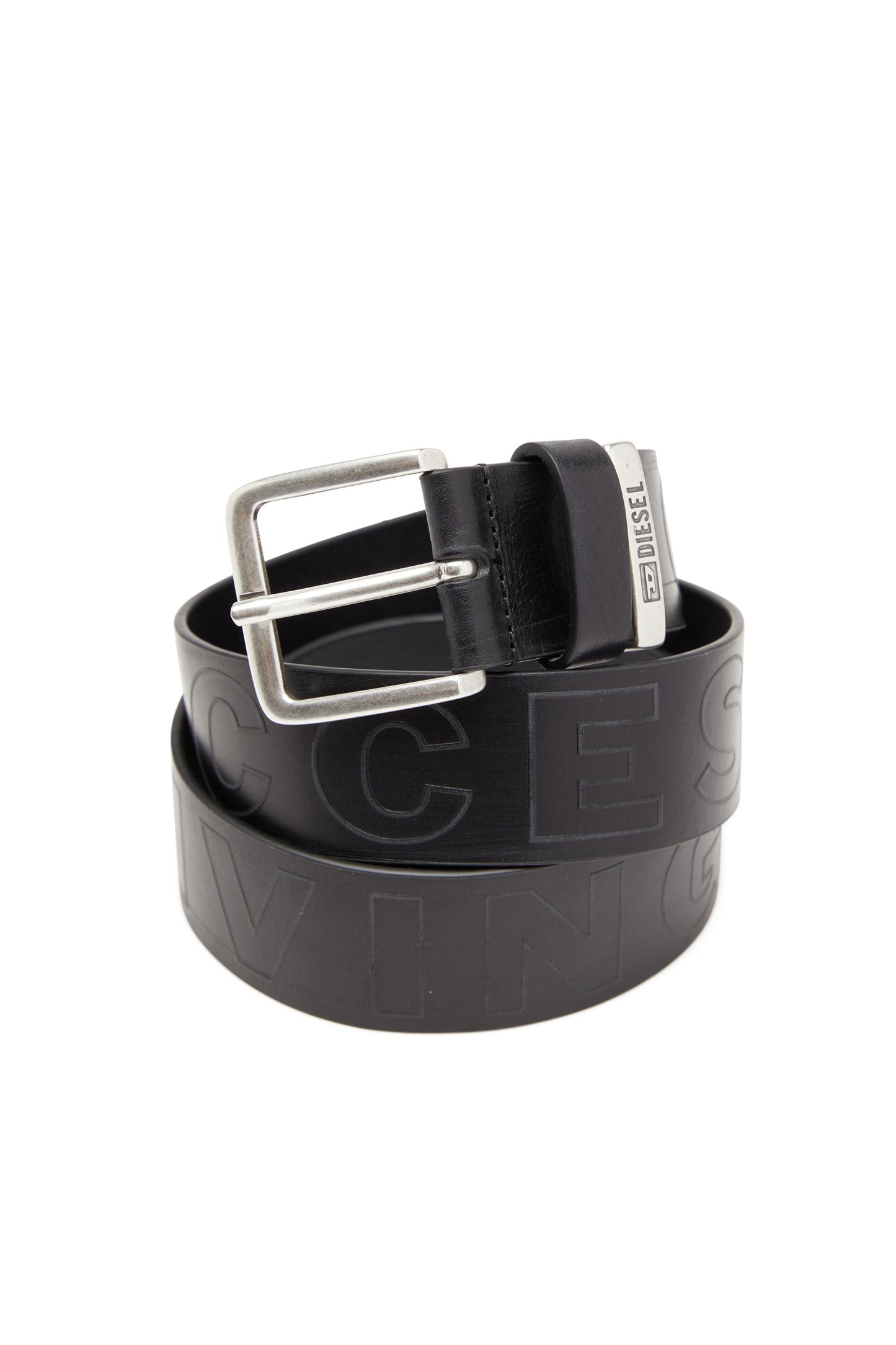 4 cm leather belt with embossed lettering