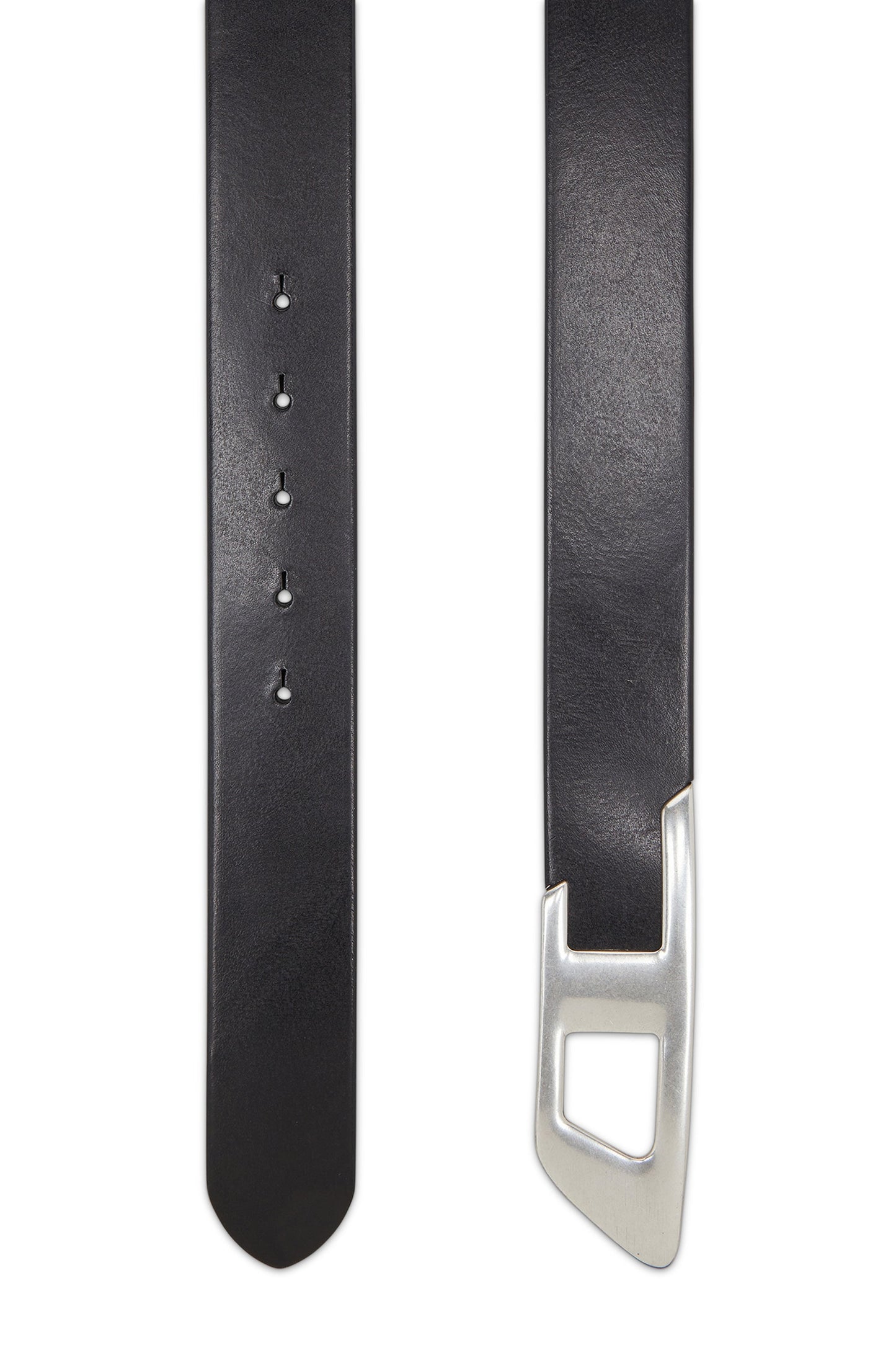 4 cm leather belt with metal D buckle