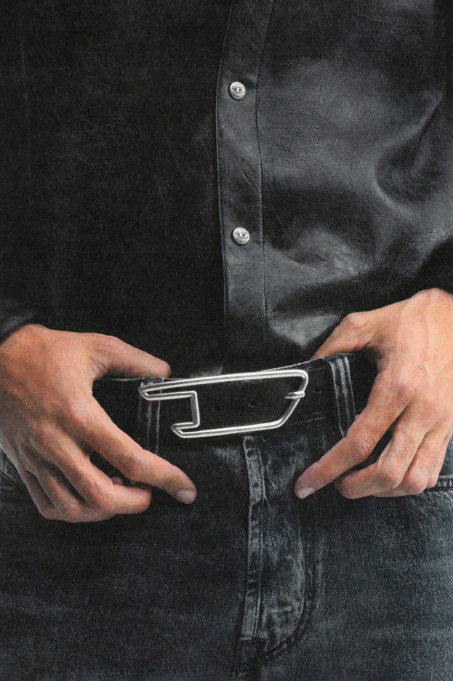 3cm leather belt with D-logo buckle
