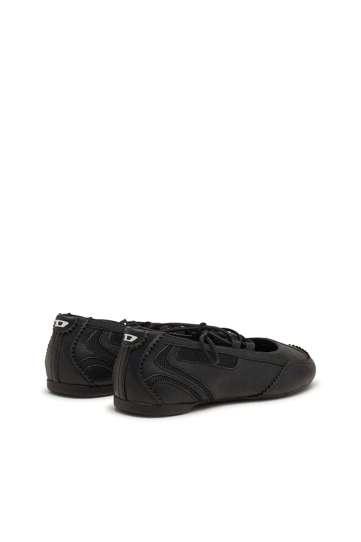 D-Mile - Lace-up ballerina flats in leather and mesh