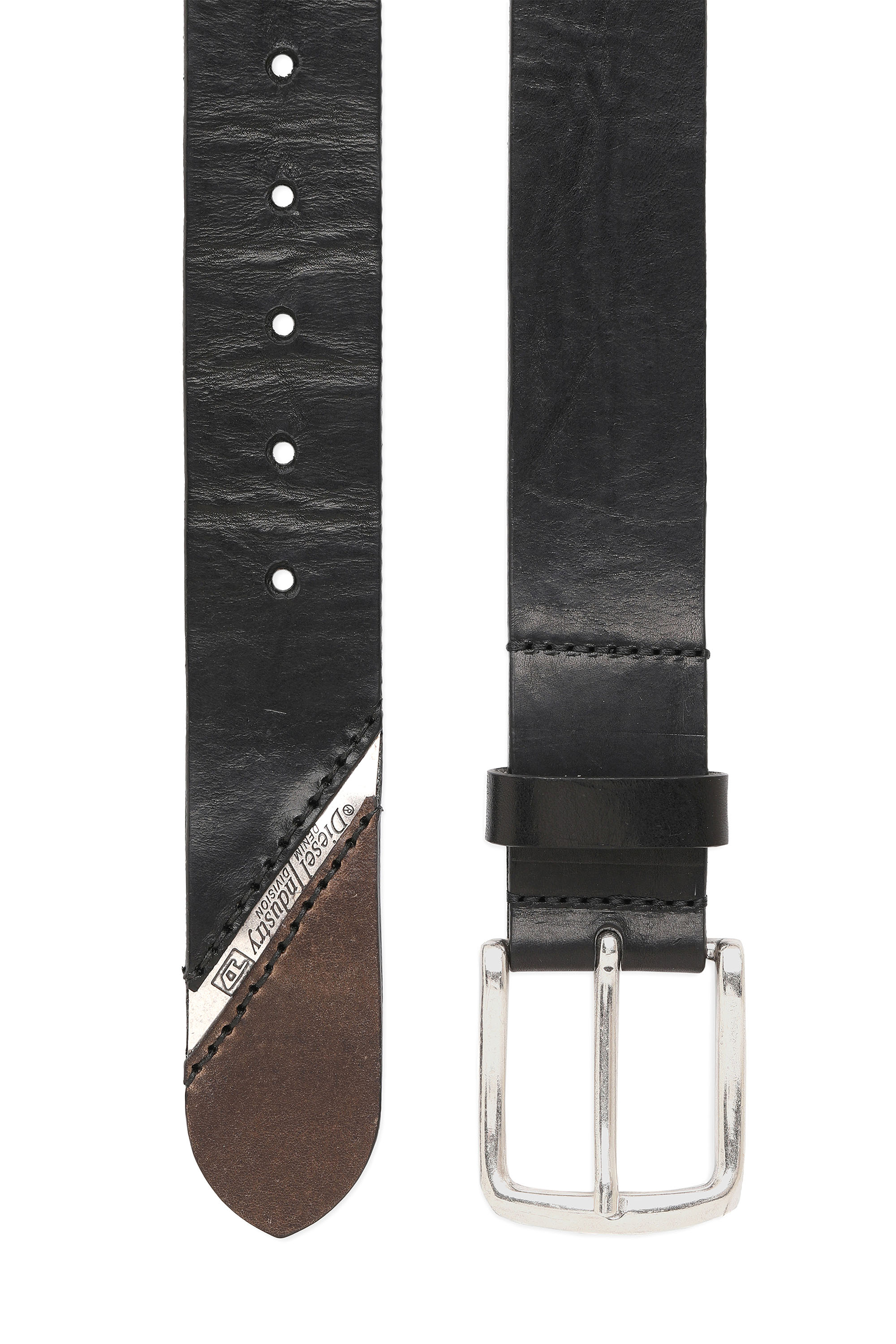 

3.9cm treated leather belt with diesel logo